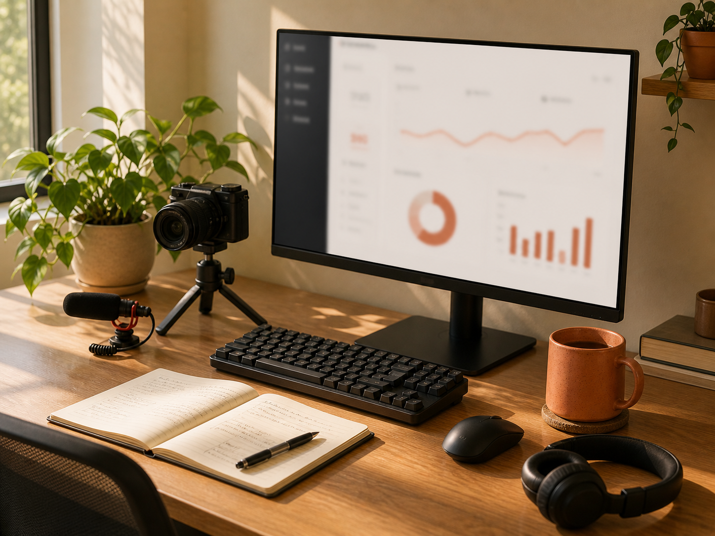 Monitor com dashboard e teclado
